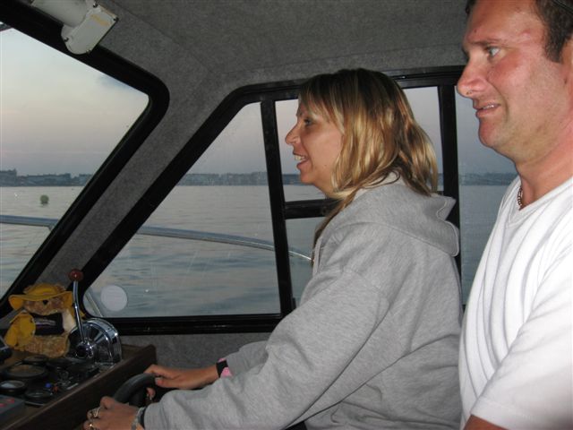 Warning woman on the helm